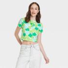 Women's Care Bears Cropped Short Sleeve Graphic T-shirt - Green