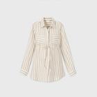 Maternity Striped Long Sleeve Woven Popover Tunic - Isabel Maternity By Ingrid & Isabel Cream/brown Xs, Brown/ivory