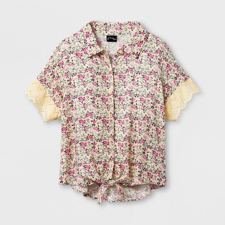 Girls' Front Tie Short Sleeve T-shirt - Art Class Yellow