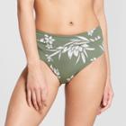Sunn Lab Swim Women's Floral High Waist Bikini Bottom - Moss/pearl