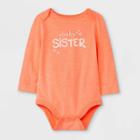 Baby Girls' Baby Sister' Long Sleeve Bodysuit - Cat & Jack Coral Pink Newborn
