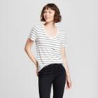 Women's Any Day Striped Short Sleeve Any Day Scoop T-shirt - A New Day Black