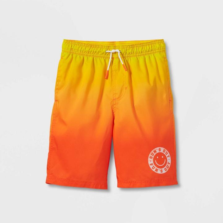 Boys' Ombre Swim Trunks - Cat & Jack Xs, Orange/yellow