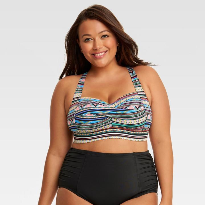 Beach Betty By Miracle Brands Women's Plus Size Slimming Control Bikini Top Bikini Swim Top - Black 1x,