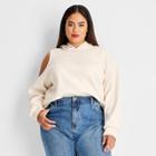 Women's Plus Size Cut Out Hoodie - Future Collective With Kahlana Barfield Brown Cream