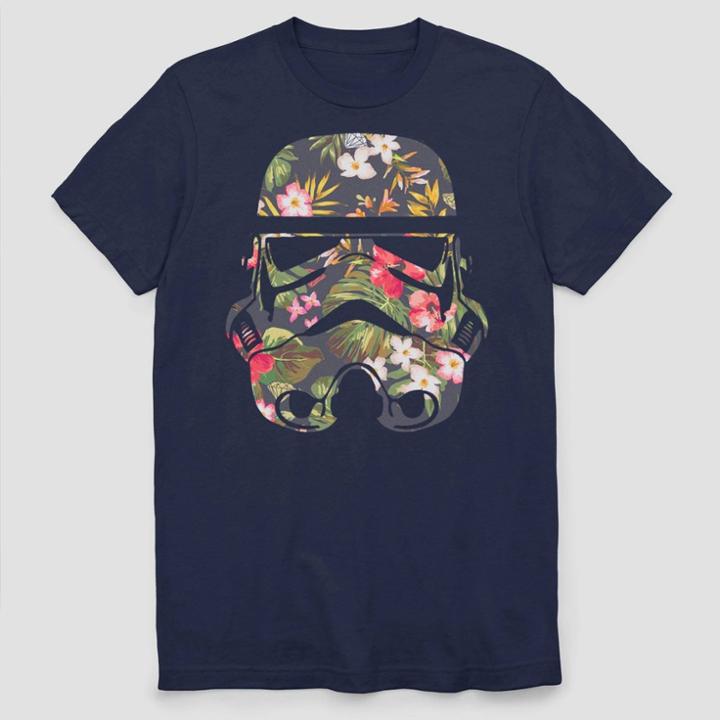 Adult Star Wars Storm Flowers Short Sleeve Graphic T-shirt - Navy