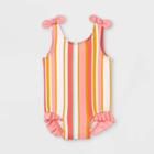 Baby Girls' Striped One Piece Swimsuit - Cat & Jack Coral