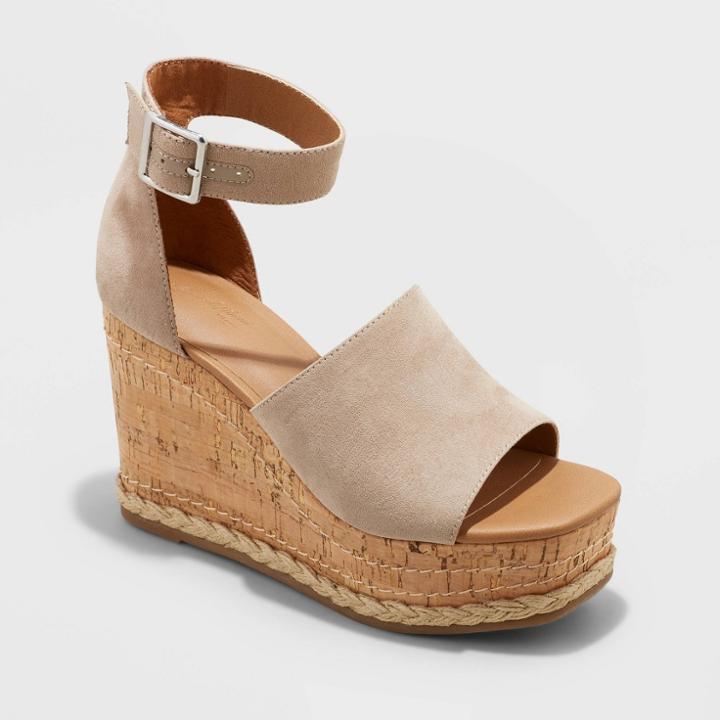 Women's Julianna Cork Wedge Heels - Universal Thread Gray