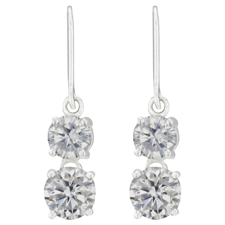 Distributed By Target Drop Dangle Earrings Sterling Two Cubic Zirconia Drop On A Fishhook -