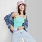 Women's Slim Fit Cropped Cami Tank Top - Wild Fable Light Aqua Blue