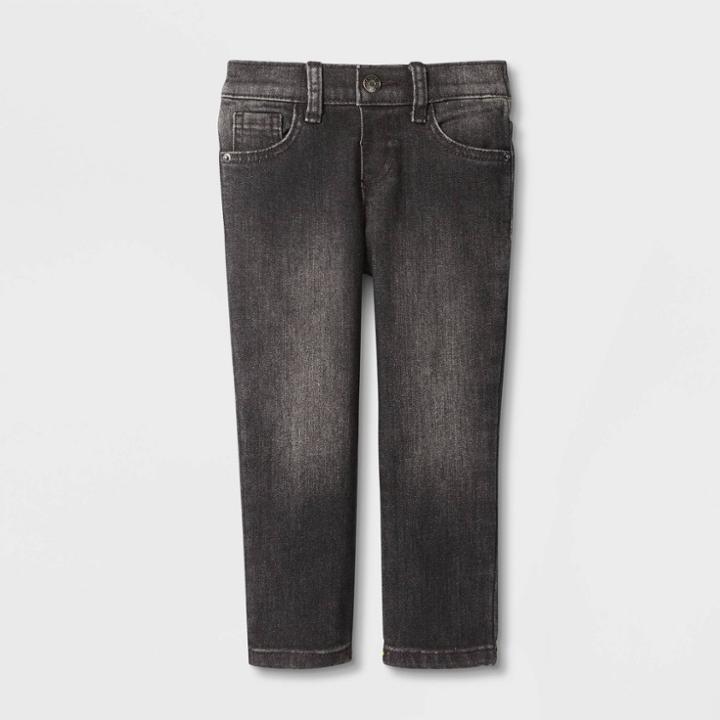 Toddler Girls' Mid-rise Vintage Ankle Straight Jeans - Cat & Jack Black