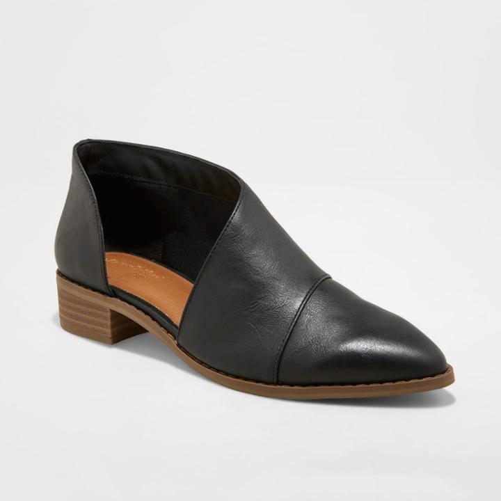 Women's Wenda Faux Leather Wide Width Cut-out Fashion Bootie - Universal Thread Black 8.5w,