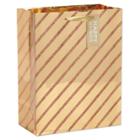 Large Glitter Stripe Christmas Gift Bag Copper (brown) - Wondershop