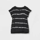 Maternity Tie-dye Linen Like Cuff Short Sleeve T-shirt - Isabel Maternity By Ingrid & Isabel Black