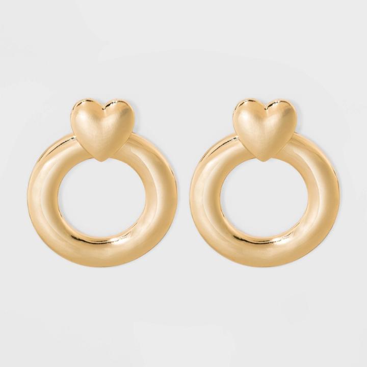 Target Sugarfix By Baublebar Heart Studs Hoop Earrings - Gold, Girl's