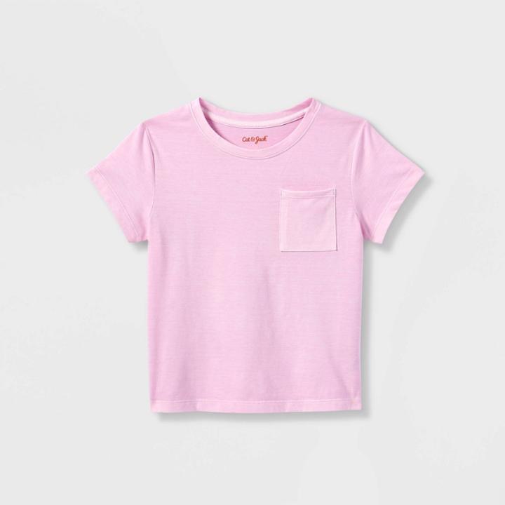 Girls' Washed Knit Short Sleeve T-shirt - Cat & Jack Light Purple