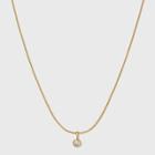 14k Gold Plated Cubic Zirconia Herringbone Bezel Chain Necklace - A New Day