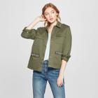Target Women's Military Jacket With Pocket Beading - A New Day Olive Xxs, Green