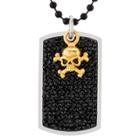 Men's Crucible Stainless Steel Black Crystal Dog Tag Pendant, Gold