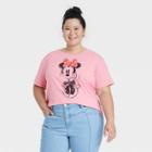 Women's Minnie Mouse Plus Size Short Sleeve Graphic T-shirt - Pink
