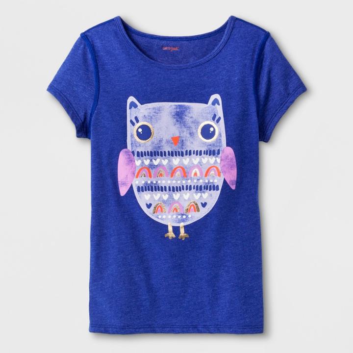Girls' Adaptive Short Sleeve Owl Graphic T-shirt - Cat & Jack Blue
