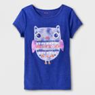 Girls' Adaptive Short Sleeve Owl Graphic T-shirt - Cat & Jack Blue