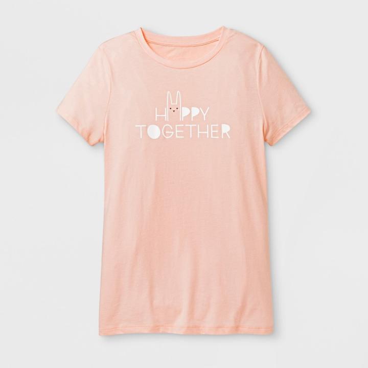 Shinsung Tongsang Women's Short Sleeve Happy Together Easter T-shirt - Pink