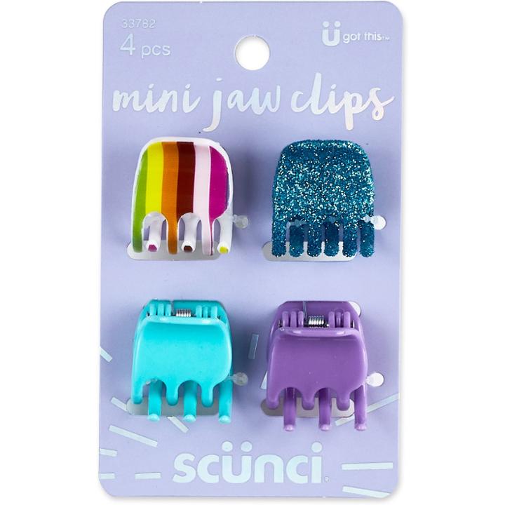 Scünci Scunci Rainbow & Glitter Jaw Clips - 4pk - 2cm, Infant Girl's, Size: Small,