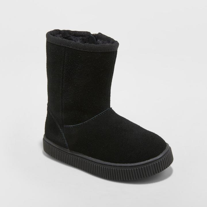 Toddler Girls' Kya Suede Ankle Fashion Boots - Cat & Jack Black