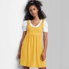Women's Sleeveless Tie-strap Babydoll Textured Knit Dress - Wild Fable Gold