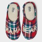Women's Dluxe By Dearfoams Mama Bear Slide Slippers - Red L(9-10), Size: Large (9-10), Red Green Blue