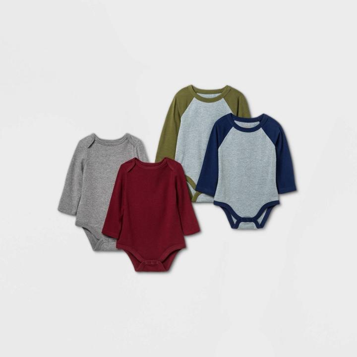 Baby Boys' 4pk Long Sleeve Bodysuit - Cat & Jack Blue Newborn