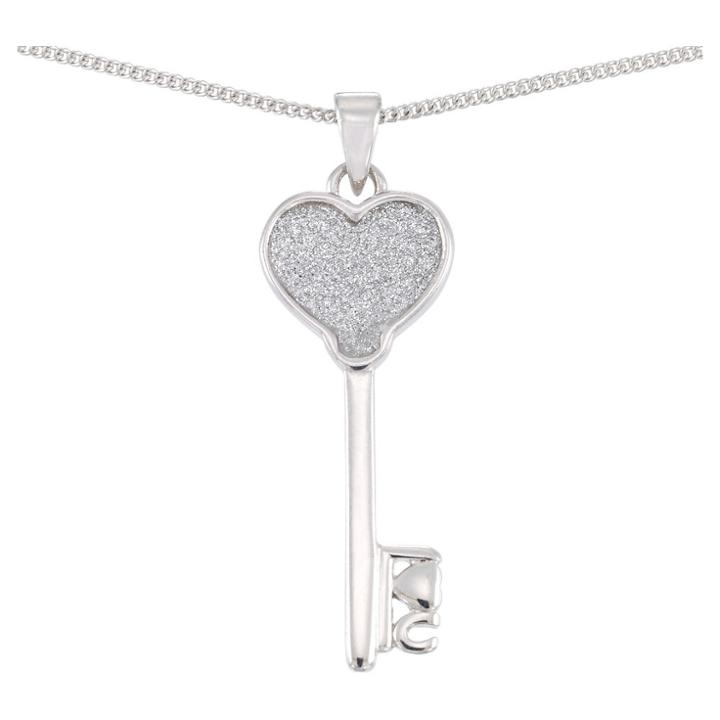 Target 18kt Gold Over Silver Glitter Key Pendant With Chain-yellow Gold, Girl's,