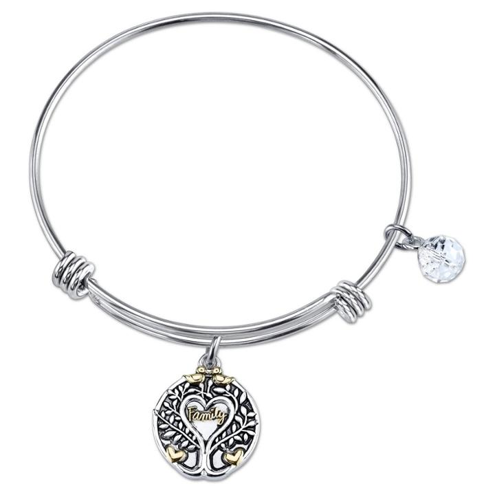 Target Women's Stainless Steel Two Tone All Things Grow With Love Expandable Bracelet - Silver/gold