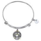 Target Women's Stainless Steel Two Tone All Things Grow With Love Expandable Bracelet - Silver/gold