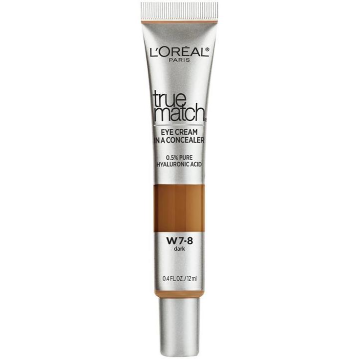 L'oreal Paris True Match Eye Cream In A Concealer With Hyaluronic Acid - Dark W7-8