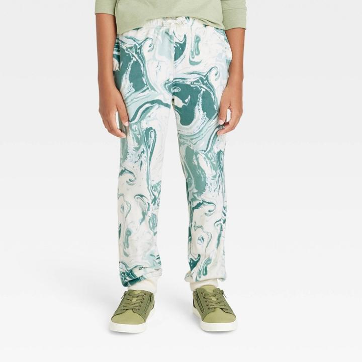 Boys' Pull-on Microfleece Marble Print Jogger Sweatpants - Cat & Jack Cream
