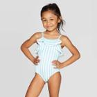 Mila And Emma Mila & Emma Toddler Girls' Stripe Swimsuit - Blue/white 3t, Girl's, White Blue
