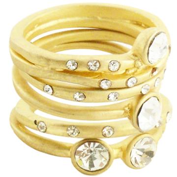 Zirconmania 5pc Crystals Matte Stack Rings - Clear (