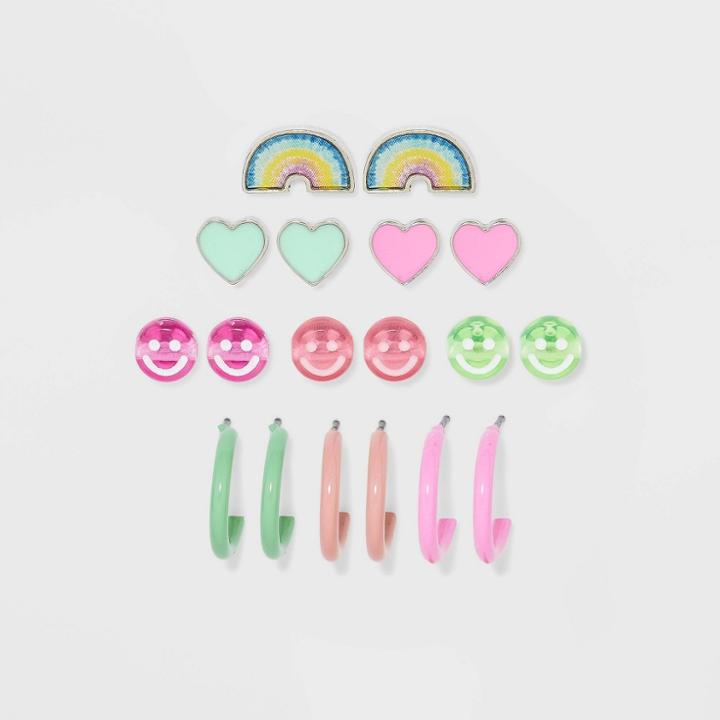 Girls' 9pk Neon Earrings - Cat & Jack , One Color