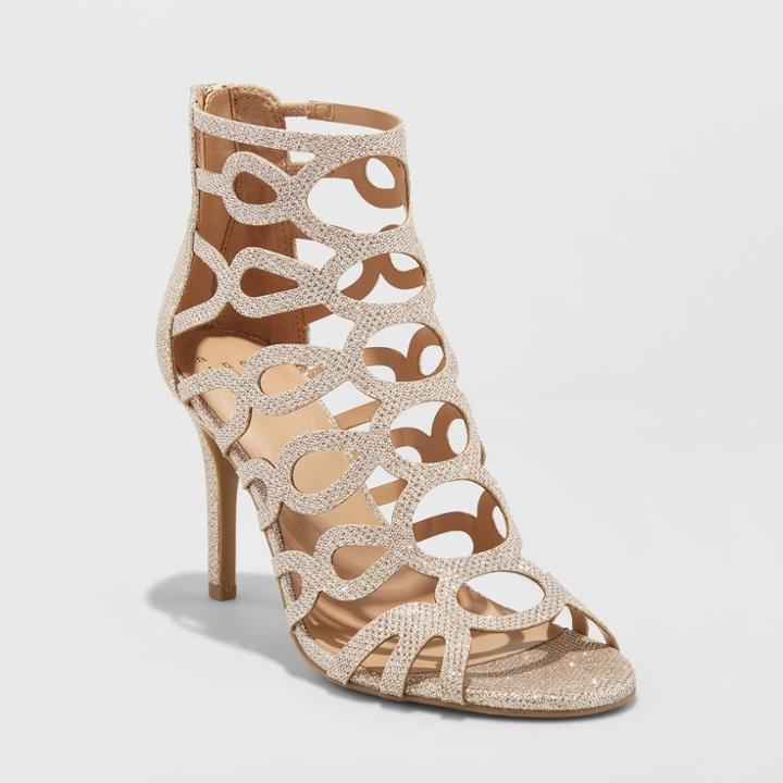 Women's Jillian Caged Heel Pumps - A New Day Gold