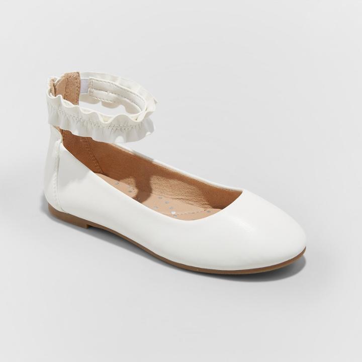 Girls' Bonnie Ankle Wrap Ballet Flats - Cat & Jack White