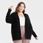 Women's Plus Size Open-front Cardigan - A New Day Black