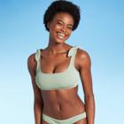 Juniors' Textured Shoulder Tie Bralette Bikini Top - Xhilaration Light Sage Green D/dd Cup