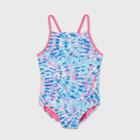 Speedo Girls' Swirl Print One Piece Swimsuit - Pink/blue