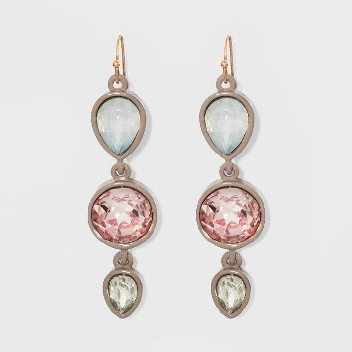 Linear Drop Round And Teardrop Resin Stone Earrings - A New Day,