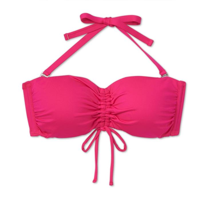 Women's Center Cinch Bandeau Bikini Top - Kona Sol Pink D/dd Cup