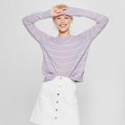 Women's Striped Pullover Sweater - A New Day Lavender (purple)