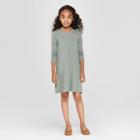 Girls' Long Sleeve Cold Clavicle A Line Dress - Art Class Light Gray