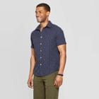 Men's Jacquard Short Sleeve Novelty Button-down Shirt - Goodfellow & Co Navy (blue)
